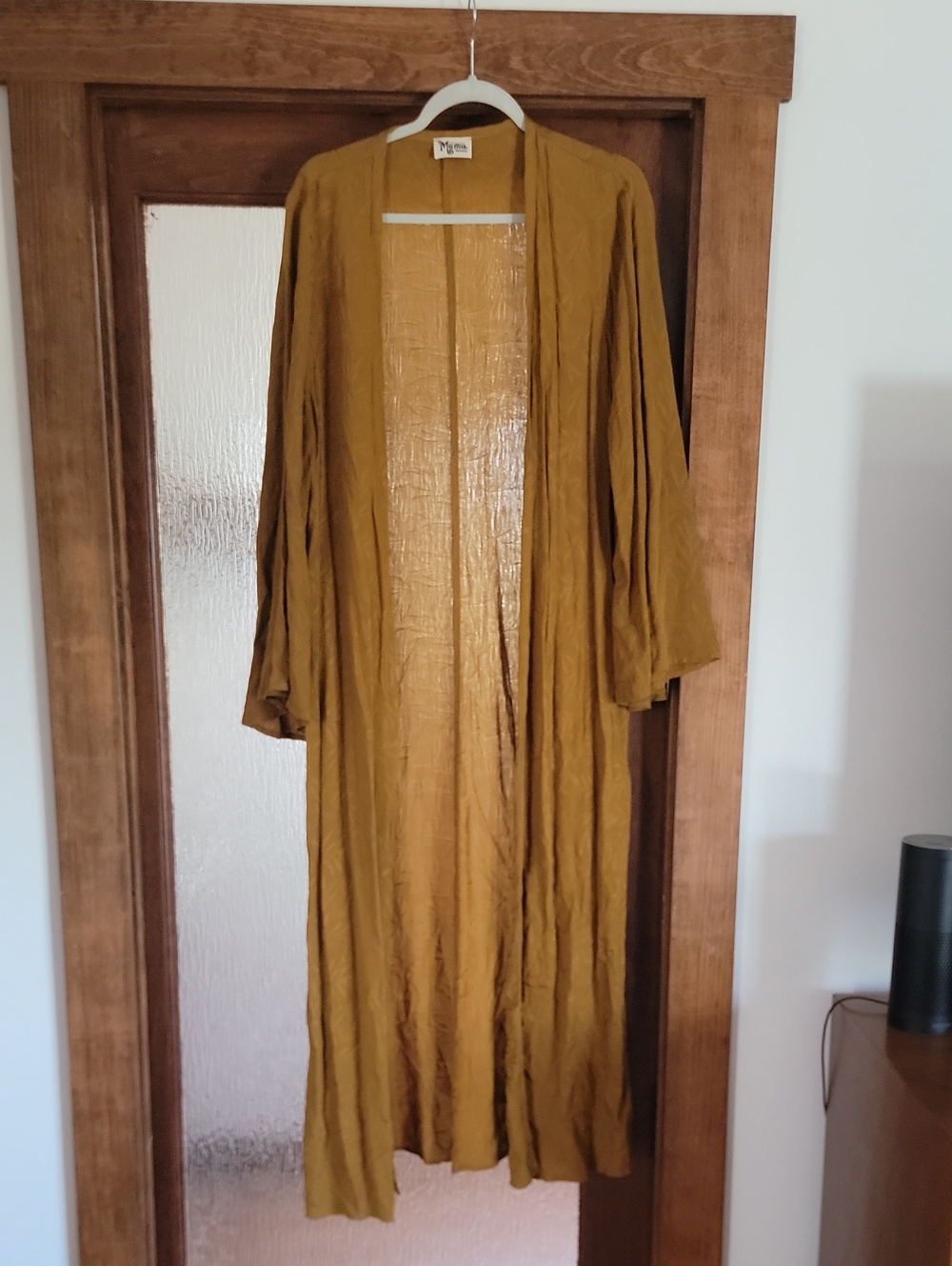 Show Me Your MuMu Long Open-Front Duster in Mustard